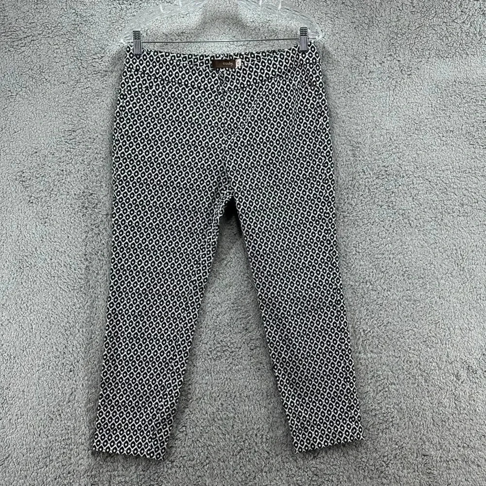 Crosby Women's Size 10 Pants Ankle Length Black White Pattern‎ Stretchy